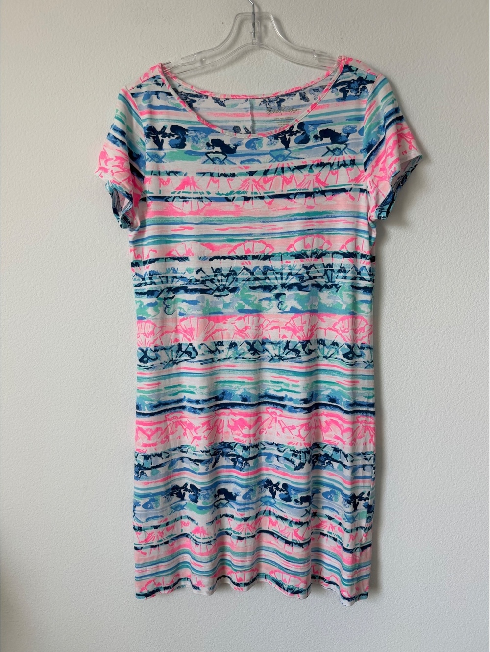 Lilly Pulitzer 100% Cotton Short Sleeve Round Neck Resort Marlowe Dress Size M